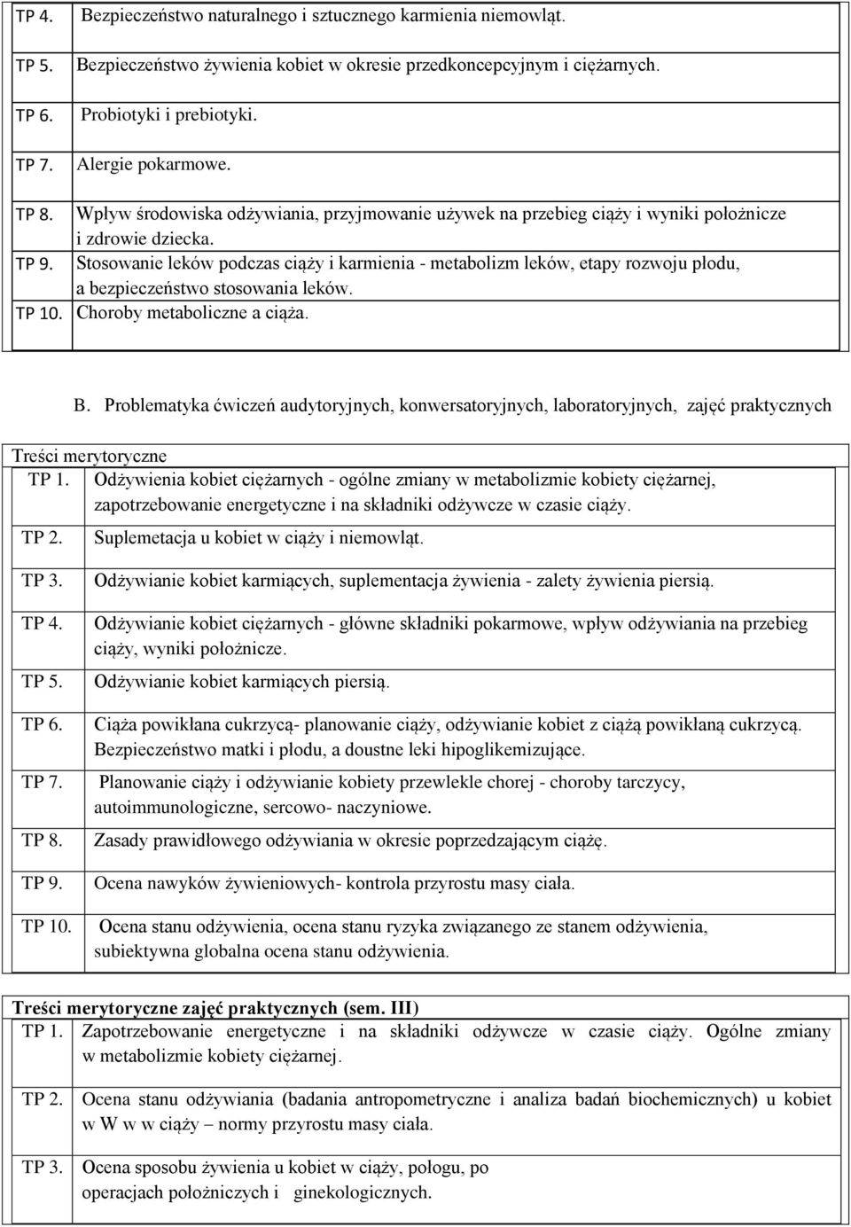 Stosowanie leków podczas ciąży i karmienia - metabolizm leków, etapy rozwoju płodu, a bezpieczeństwo stosowania leków. TP 10. Choroby metaboliczne a ciąża. B.