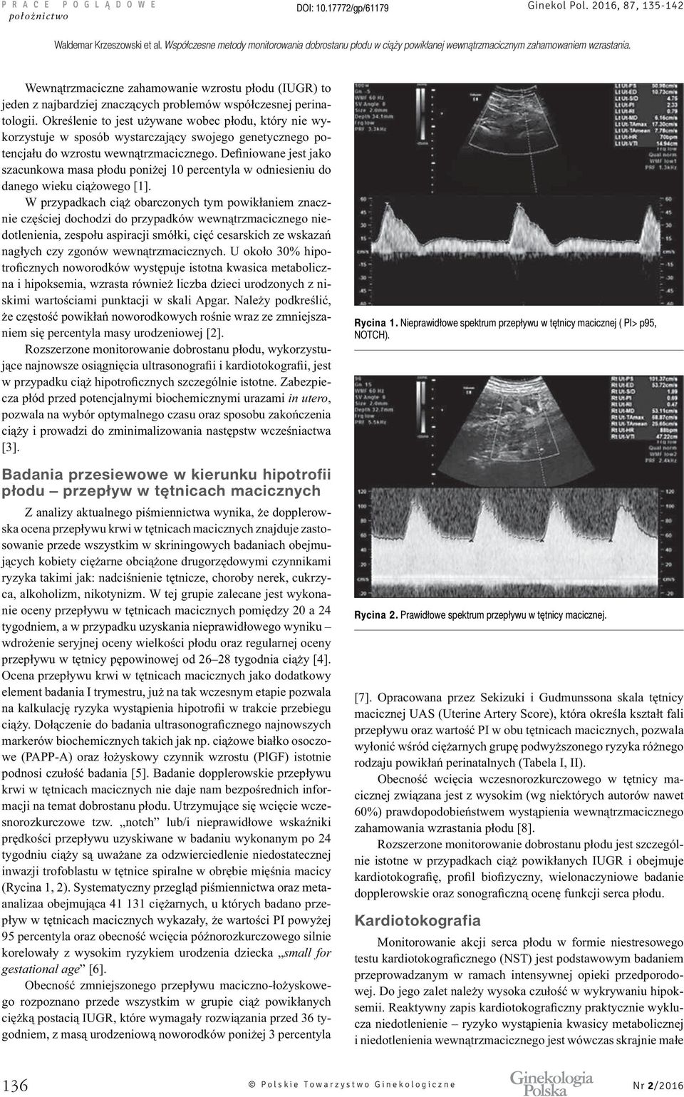 tętnicach macicznych small for gestational age Rycina 1.