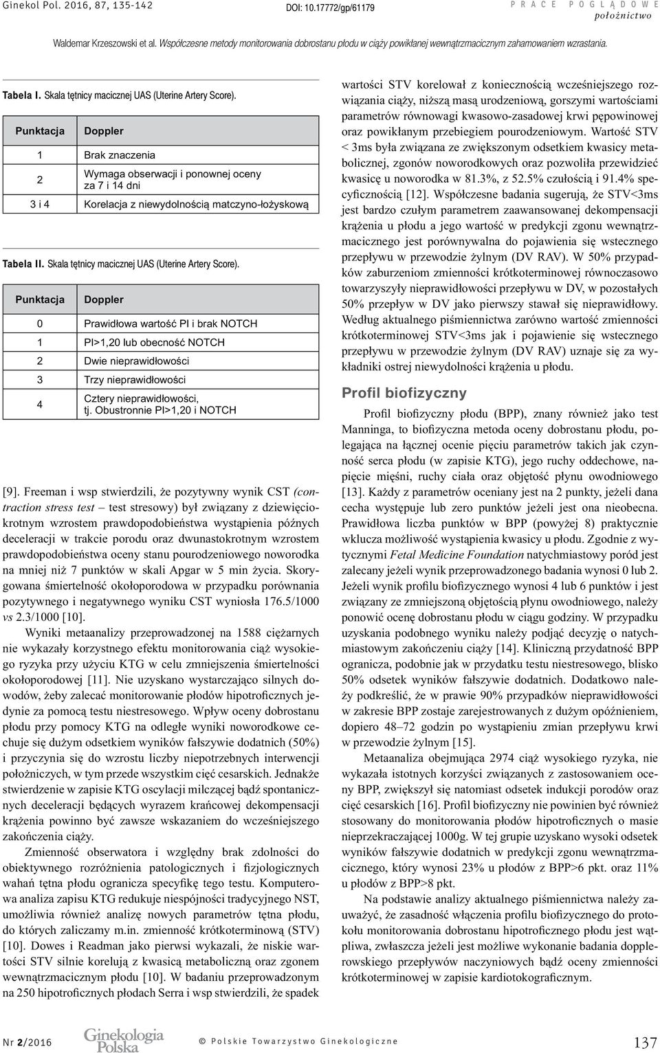 Skala tętnicy macicznej UAS (Uterine Artery Score).