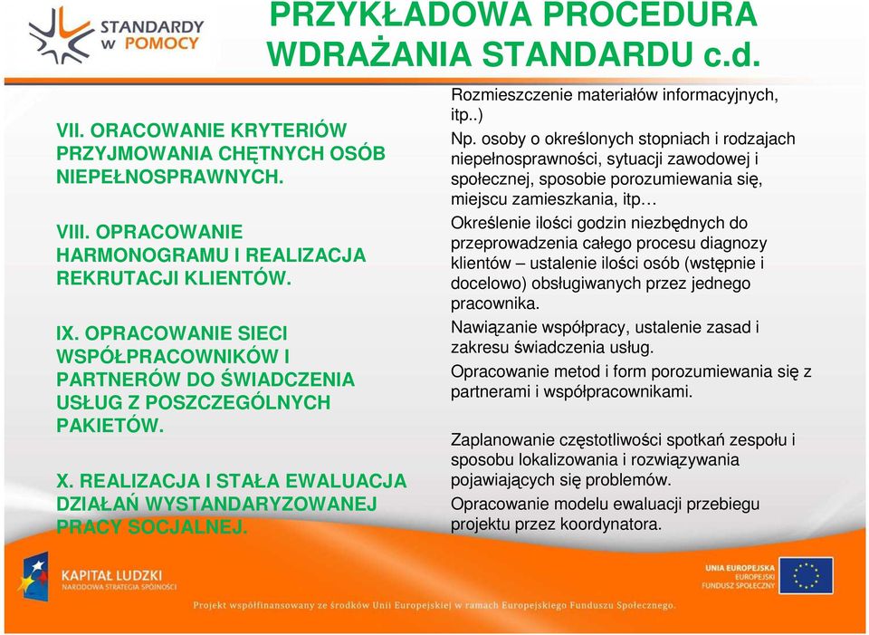 Rozmieszczenie materiałów informacyjnych, itp..) Np.