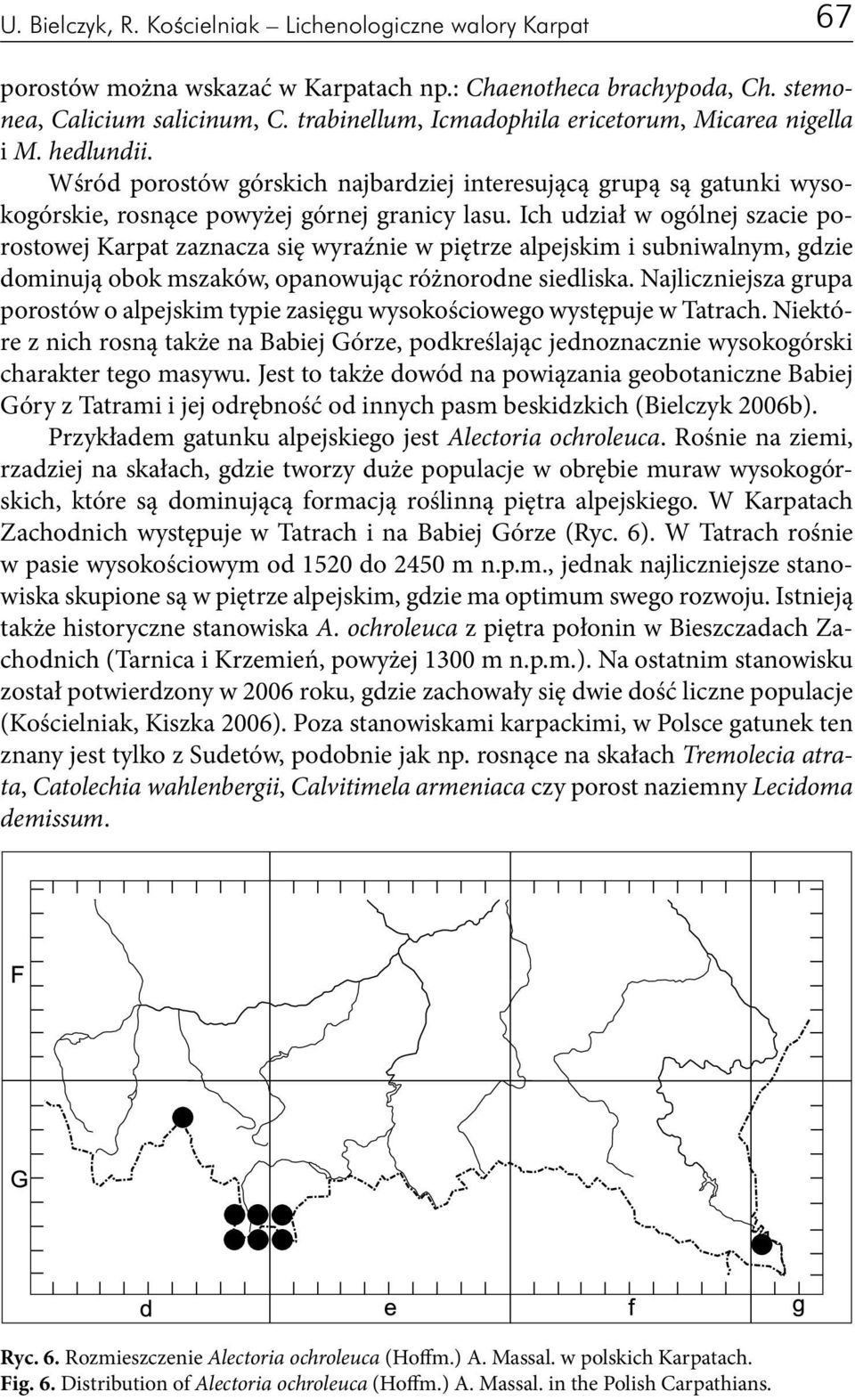 Ich udział w ogólnej szacie porostowej Karpat zaznacza się wyraźnie w piętrze alpejskim i subniwalnym, gdzie dominują obok mszaków, opanowując różnorodne siedliska.