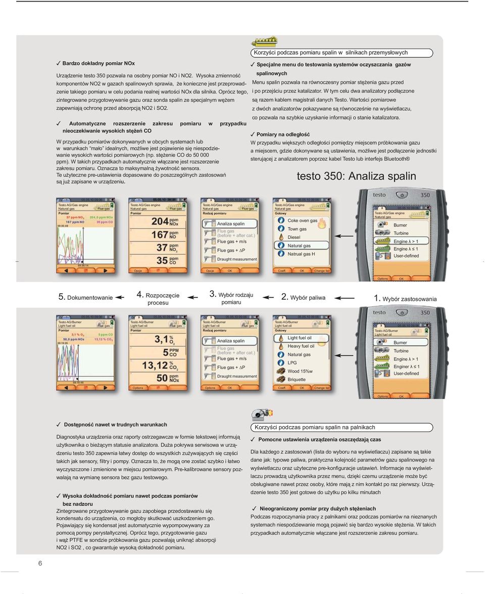 Oprócz tego, zintegrowane przygotowywanie gazu oraz sonda spalin ze specjalnym wężem zapewniają ochronę przed absorpcją NO2 i SO2.