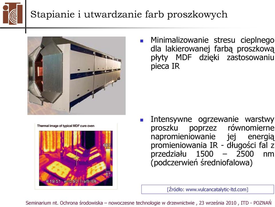 warstwy proszku poprzez równomierne napromieniowanie jej energią promieniowania IR -