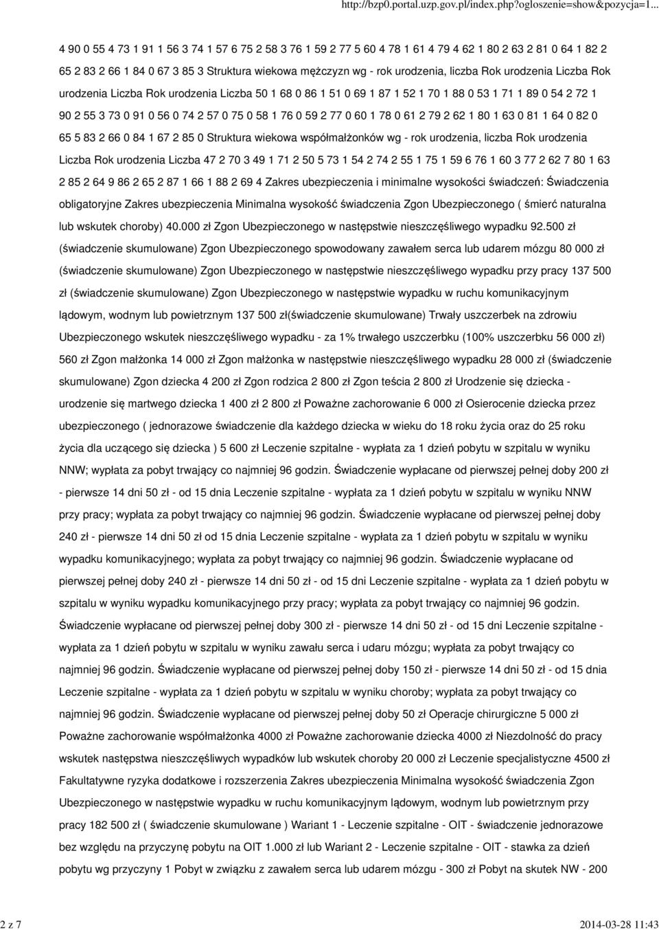 76 0 59 2 77 0 60 1 78 0 61 2 79 2 62 1 80 1 63 0 81 1 64 0 82 0 65 5 83 2 66 0 84 1 67 2 85 0 Struktura wiekowa współmałżonków wg - rok urodzenia, liczba Rok urodzenia Liczba Rok urodzenia Liczba 47
