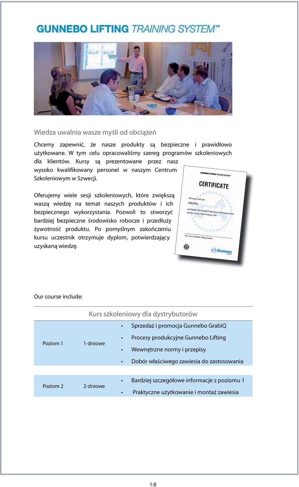 Po pomyślnym zakończeniu Kurs szkoleniowy dla dystrybutorów Sprzedaż i promocja Gunnebo GrabiQ Poziom 1