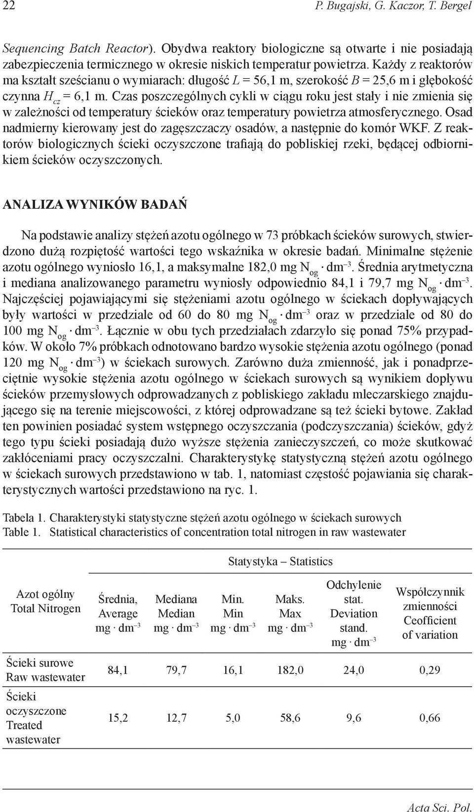 Czas poszczególnych cykli w ciągu roku jest stały i nie zmienia się w zależności od temperatury ścieków oraz temperatury powietrza atmosferycznego.