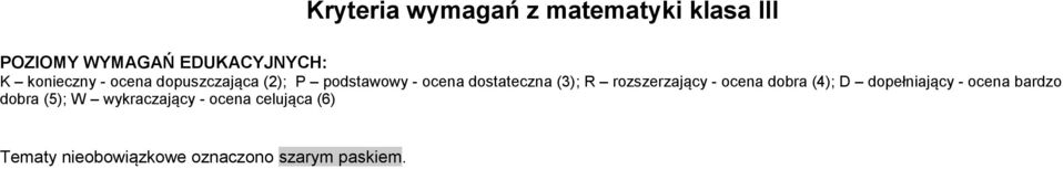 rozszerzający - ocena dobra (4); D dopełniający - ocena bardzo dobra (5); W