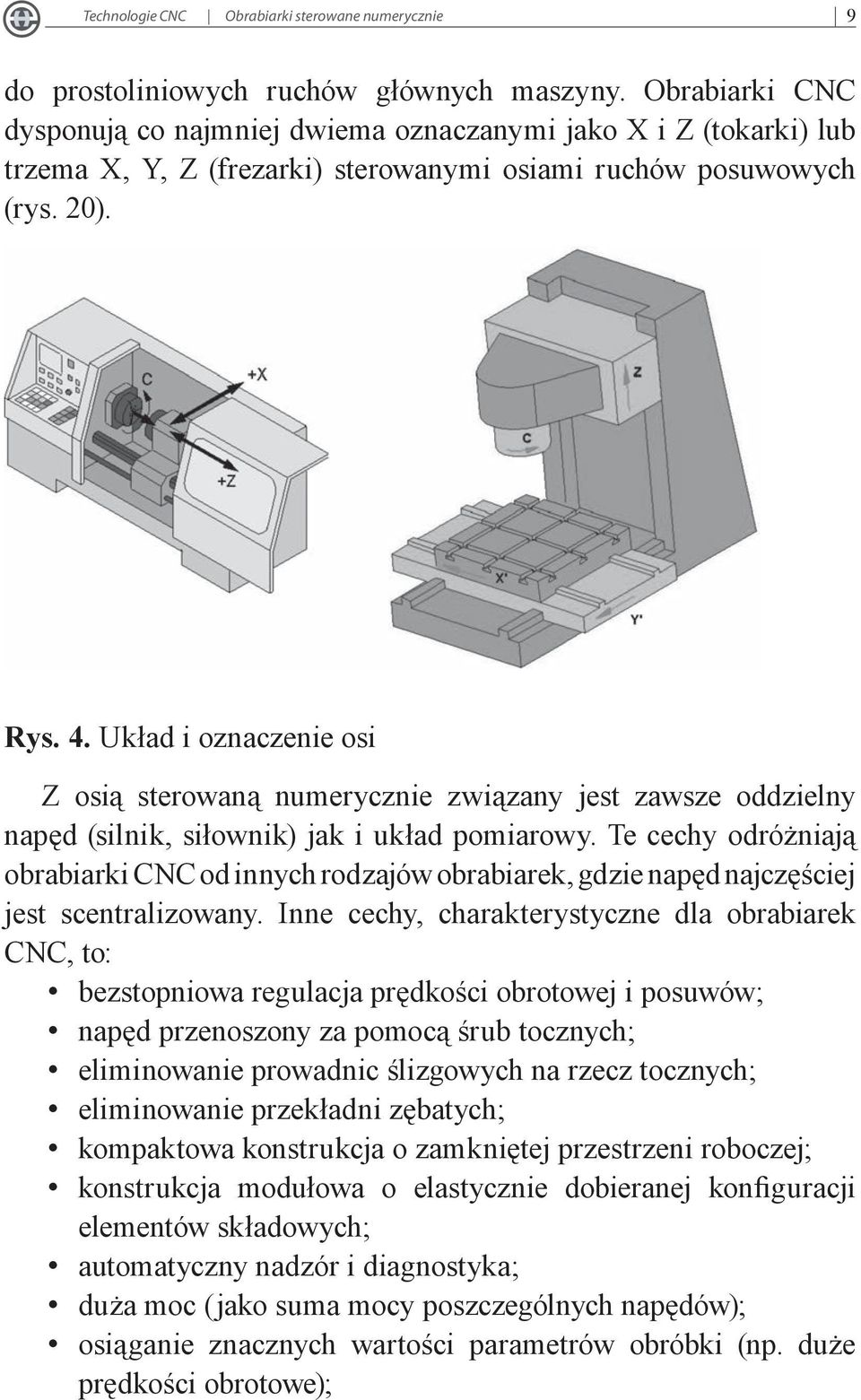 Układ i oznaczenie osi Z osią sterowaną numerycznie związany jest zawsze oddzielny napęd (silnik, siłownik) jak i układ pomiarowy.