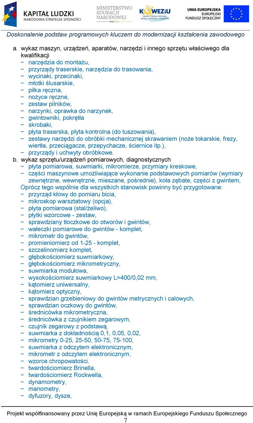 mechanicznej skrawaniem (noże tokarskie, frezy, wiertła, przeciągacze, przepychacze, ściernice itp.), przyrządy i uchwyty obróbkowe. b.