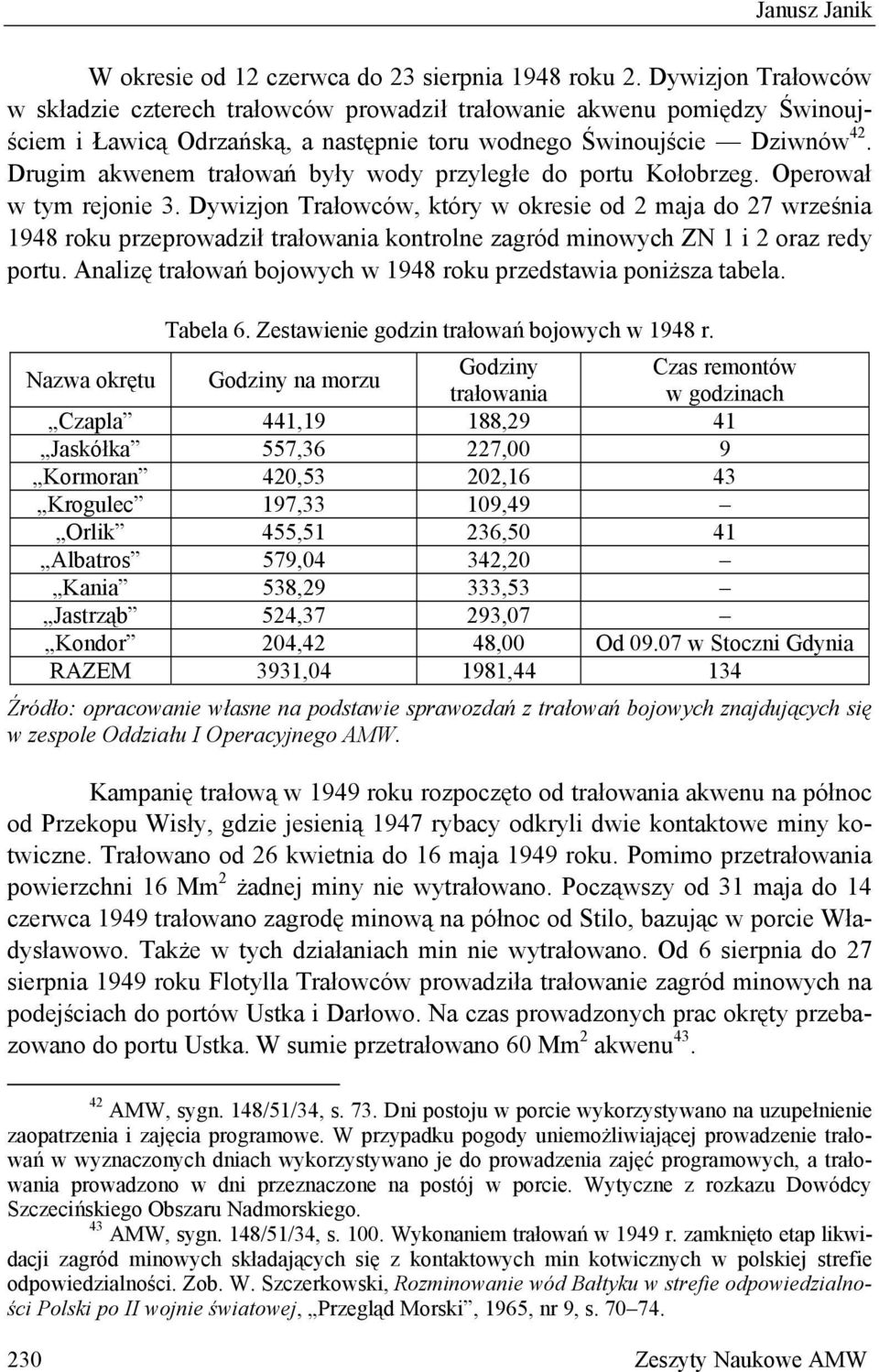 Drugim akwenem trałowań były wody przyległe do portu Kołobrzeg. Operował w tym rejonie 3.