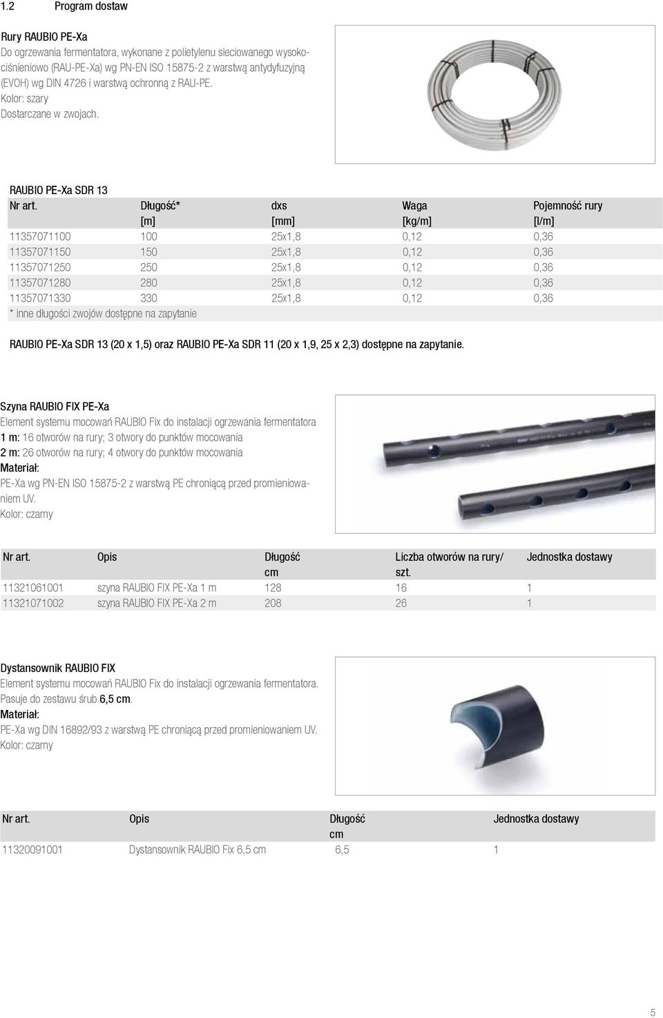 Długość* dxs Waga Pojemność rury [m] [mm] [kg/m] [l/m] 11357071100 100 25x1,8 0,12 0,36 11357071150 150 25x1,8 0,12 0,36 11357071250 250 25x1,8 0,12 0,36 11357071280 280 25x1,8 0,12 0,36 11357071330