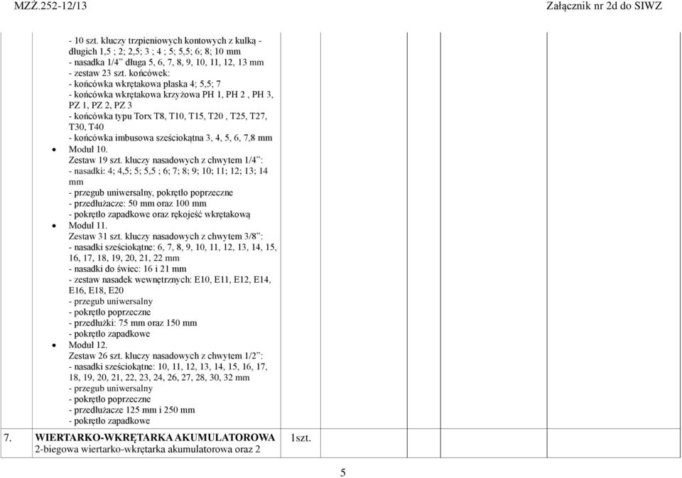 sześciokątna 3, 4, 5, 6, 7,8 mm Moduł 10. Zestaw 19 szt.