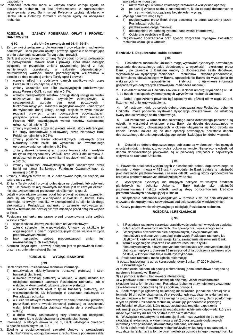 formularz cofnięcia zgody na obciążanie rachunku. ROZDZIAŁ 16