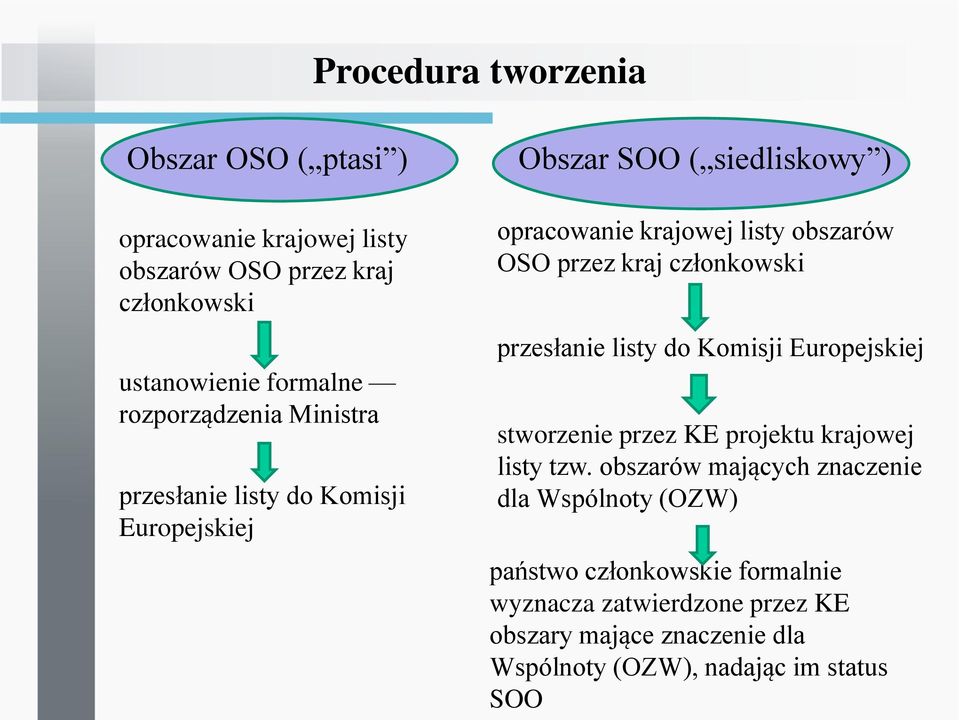 przez kraj członkowski przesłanie listy do Komisji Europejskiej stworzenie przez KE projektu krajowej listy tzw.