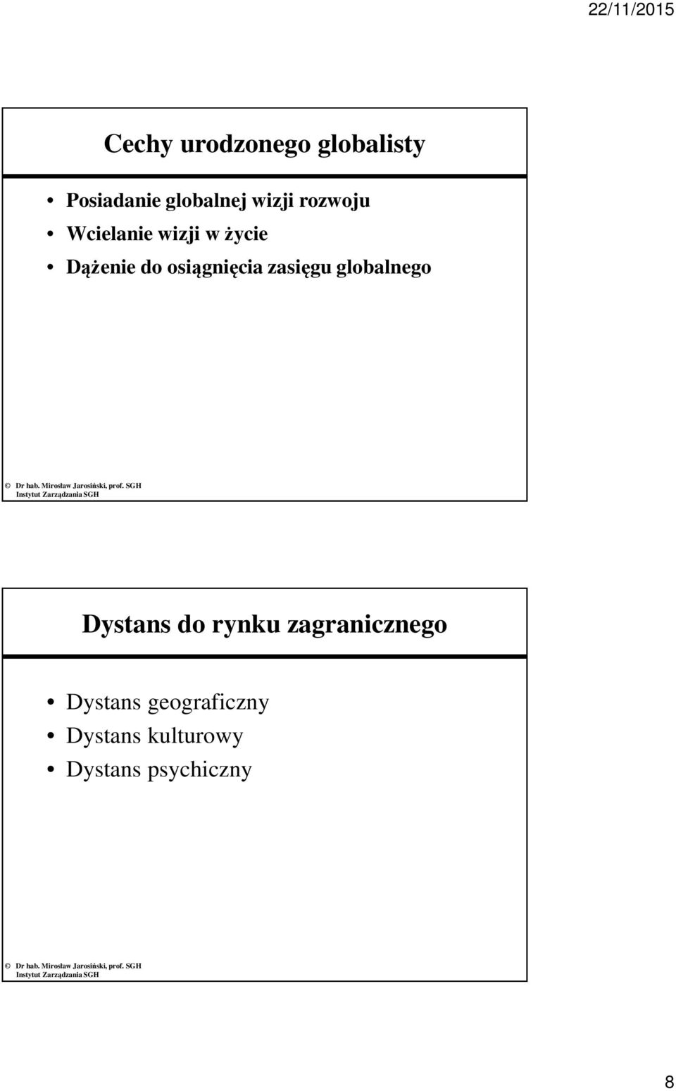 zasięgu globalnego Dystans do rynku zagranicznego