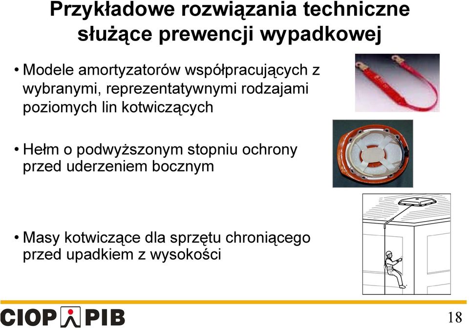 poziomych lin kotwiczących Hełm o podwyższonym stopniu ochrony przed