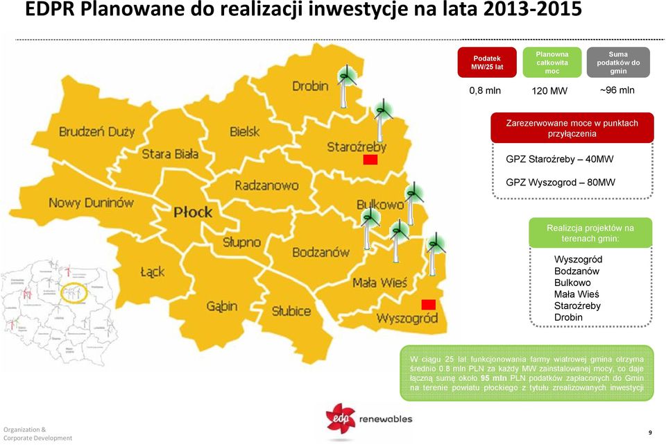 Bodzanów Bulkowo Mała Wieś Staroźreby Drobin W ciągu 25 lat funkcjonowania farmy wiatrowej gmina otrzyma średnio 0.