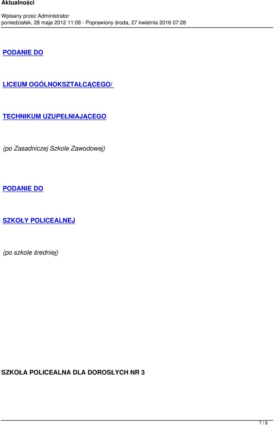 Zawodowej) PODANIE DO SZKOŁY POLICEALNEJ (po