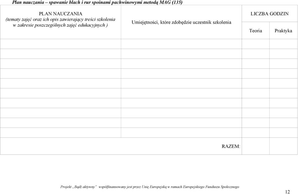 szkolenia w zakresie poszczególnych zajęć edukacyjnych ) Umiejętności,