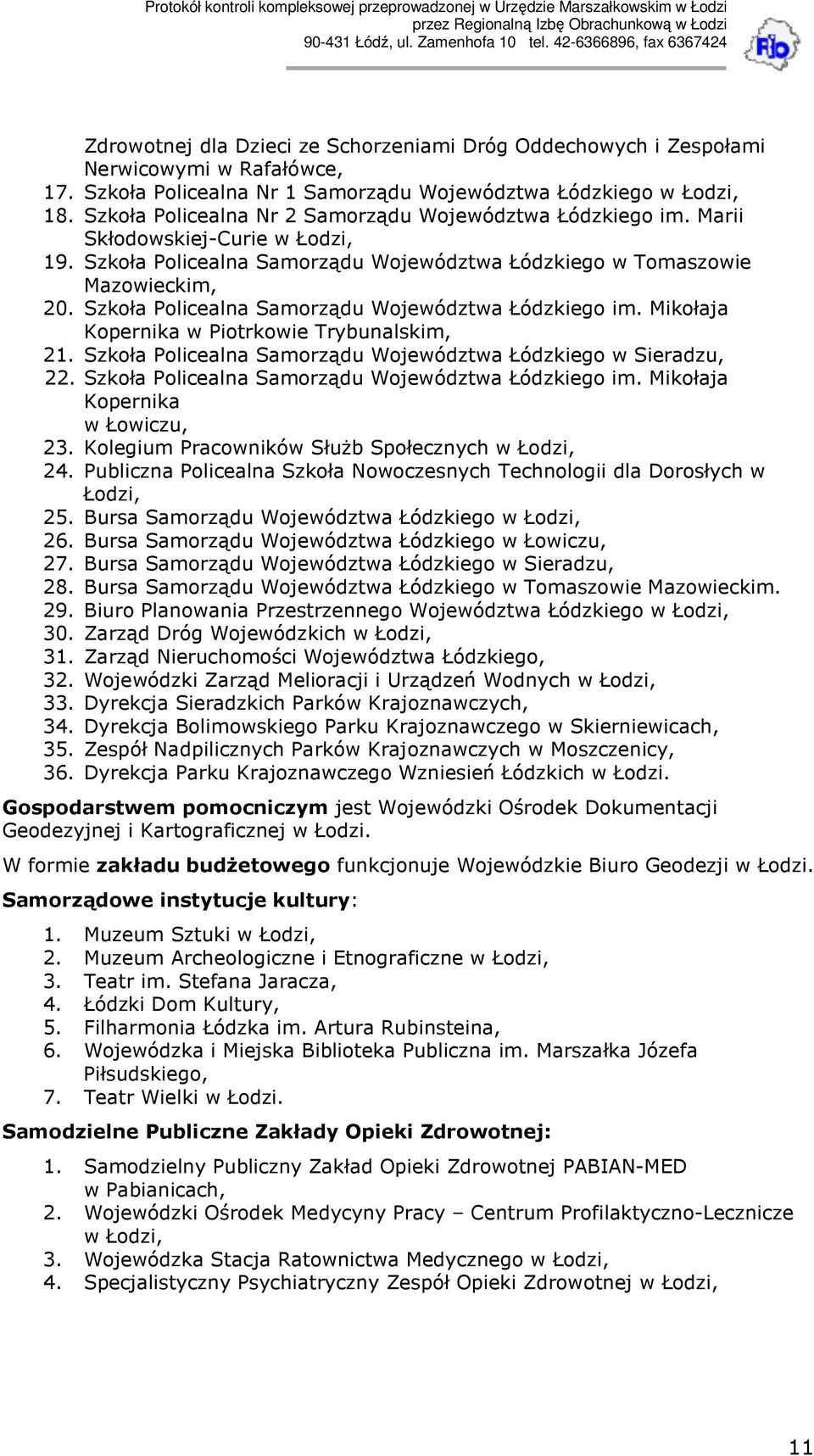 Szkoła Policealna Samorządu Województwa Łódzkiego im. Mikołaja Kopernika w Piotrkowie Trybunalskim, 21. Szkoła Policealna Samorządu Województwa Łódzkiego w Sieradzu, 22.