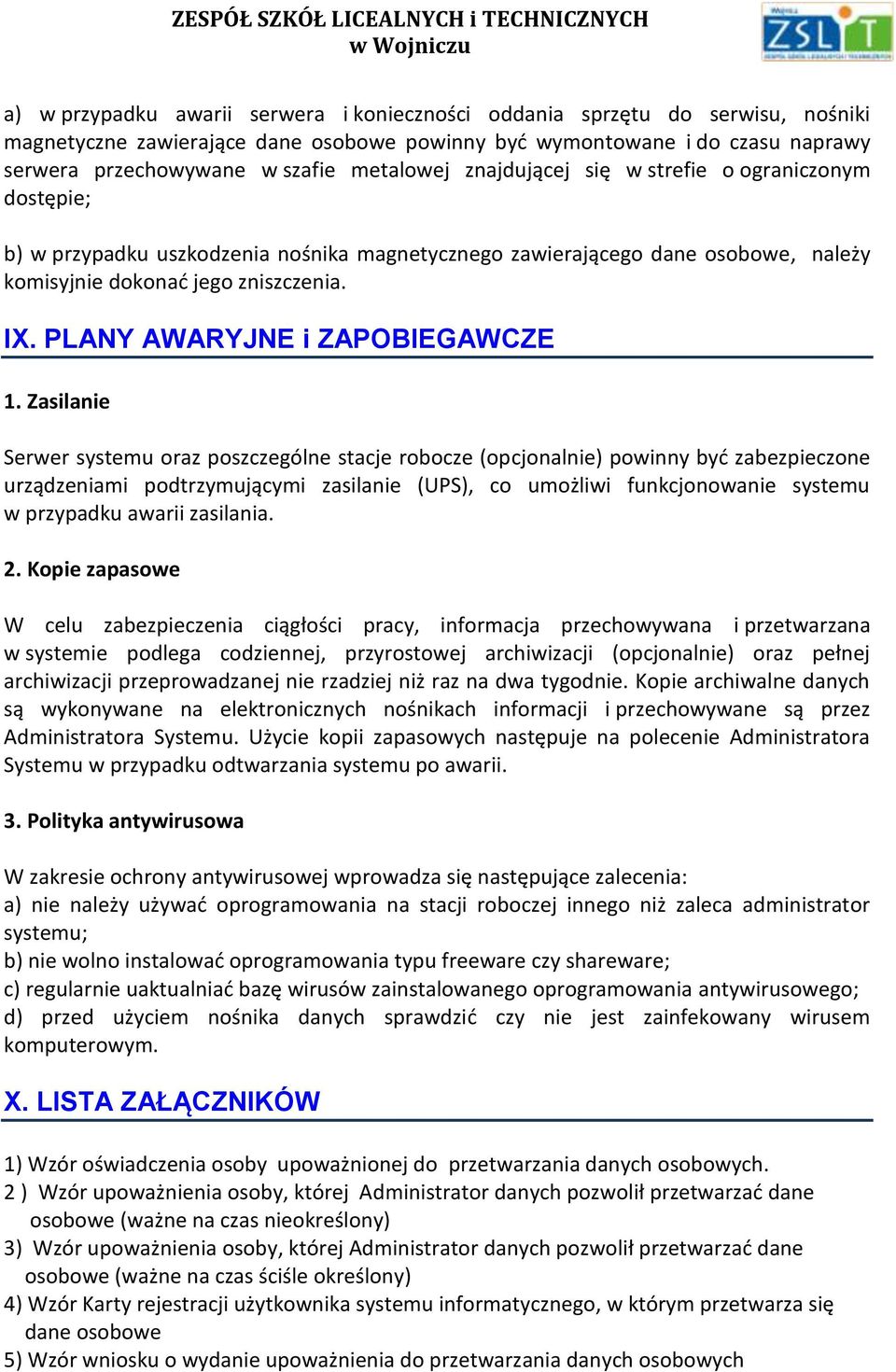 PLANY AWARYJNE i ZAPOBIEGAWCZE 1.