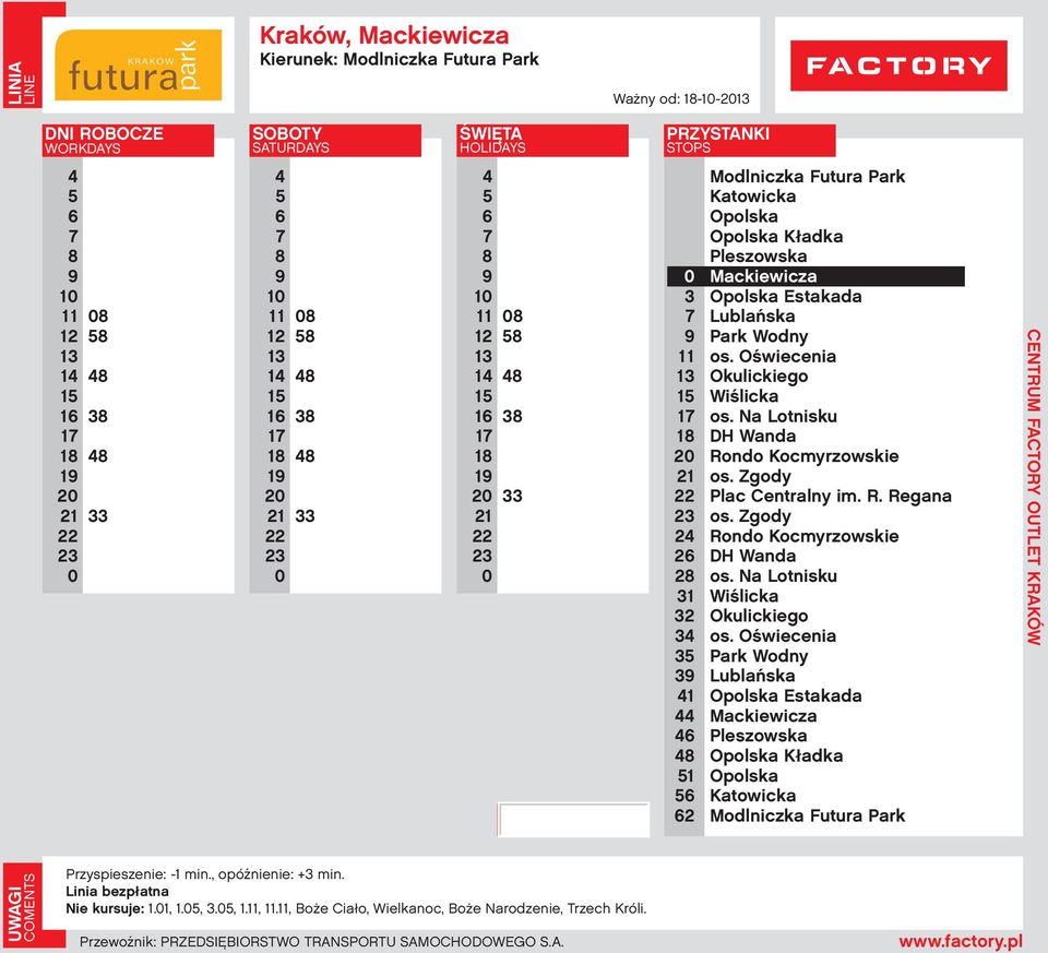 1 Estakada Estakada Nie kursuje: 1.1, 