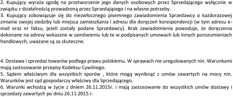 oraz nr faksu, jeżeli zostały podane Sprzedawcy).
