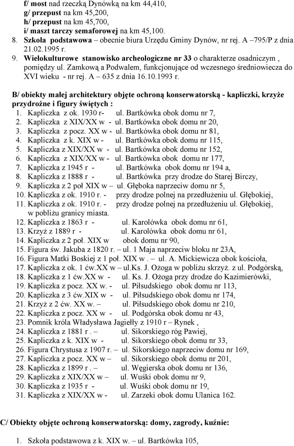 Zamkową a Podwalem, funkcjonujące od wczesnego średniowiecza do XVI wieku - nr rej. A 635 z dnia 16.10.1993 r.