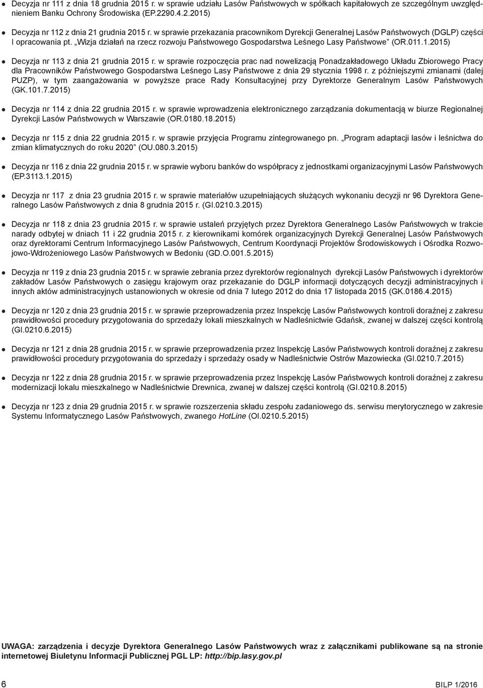 .1.2015) Decyzja nr 113 z dnia 21 grudnia 2015 r.
