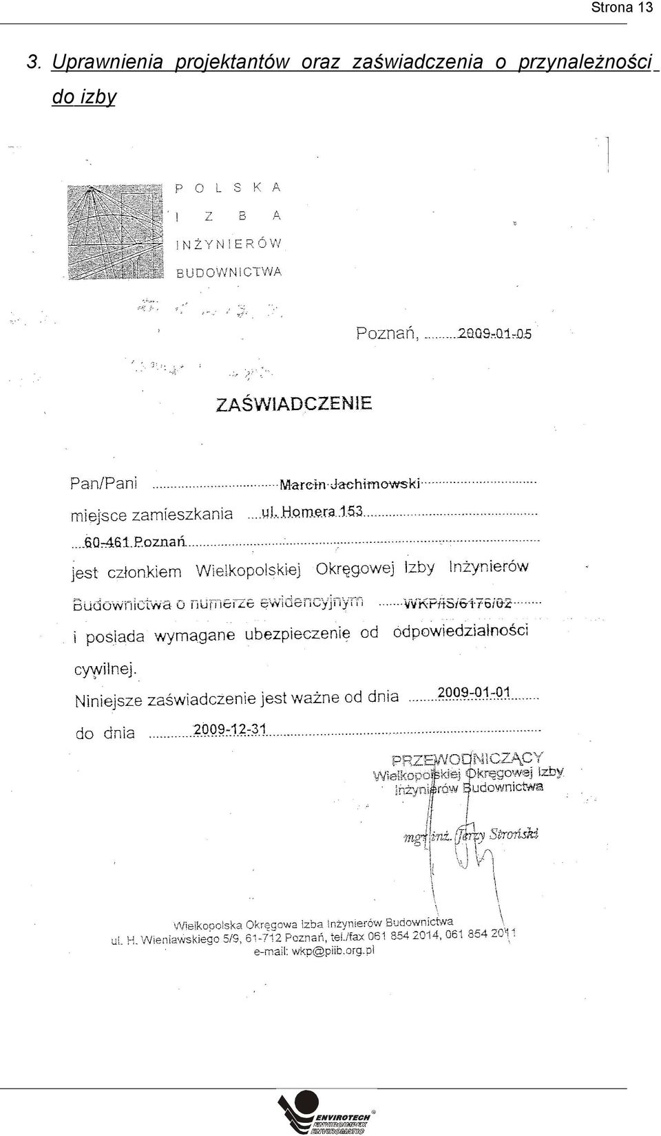 projektantów oraz