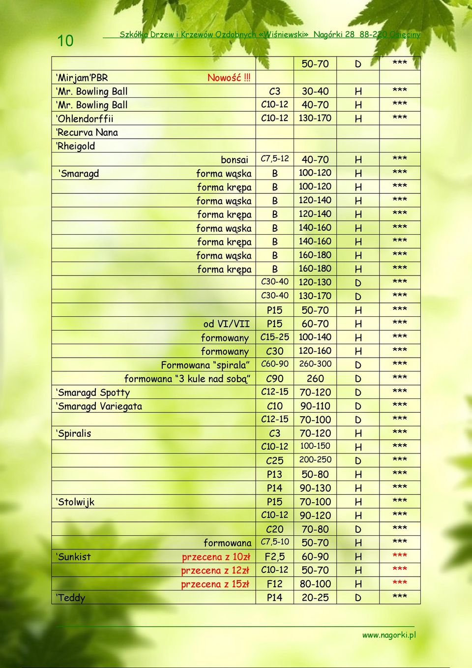 120-140 H *** forma krępa B 120-140 H *** forma wąska B 140-160 H *** forma krępa B 140-160 H *** forma wąska B 160-180 H *** forma krępa B 160-180 H *** C30-40 120-130 D *** C30-40 130-170 D *** P15