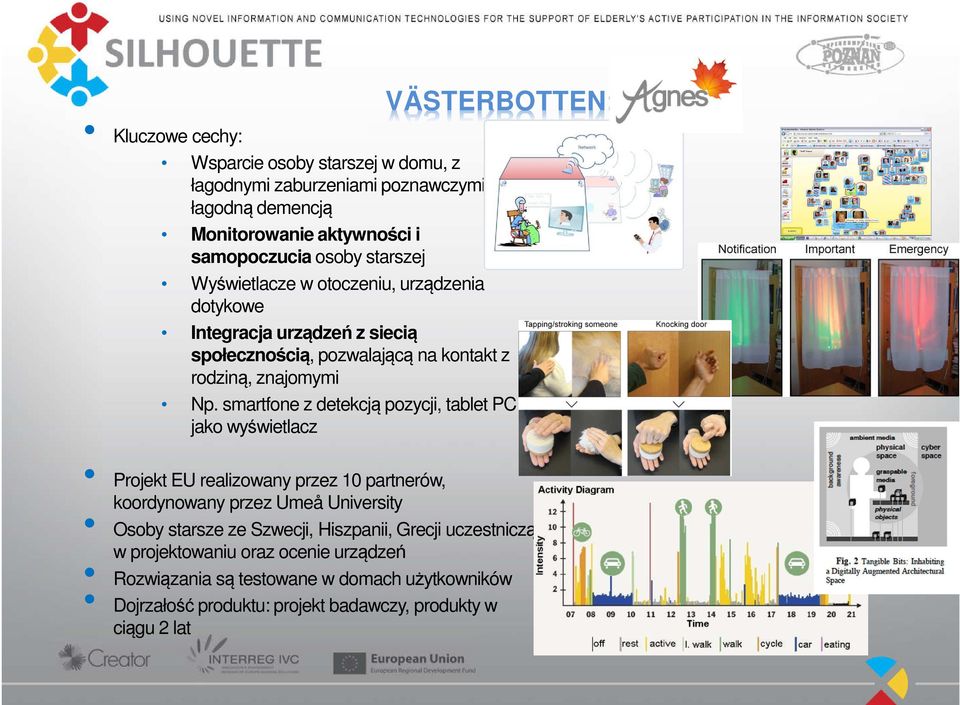 smartfone z detekcją pozycji, tablet PC jako wyświetlacz VÄSTERBOTTEN: Agnes Projekt EU realizowany przez 10 partnerów, koordynowany przez Umeå University Osoby