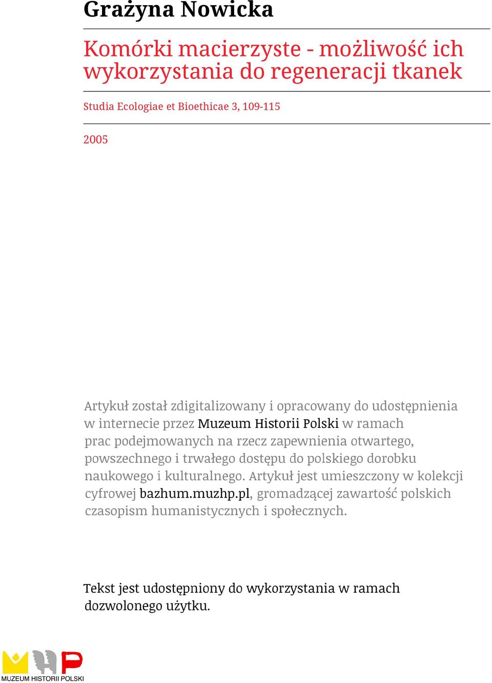 wykorzystania do regeneracji