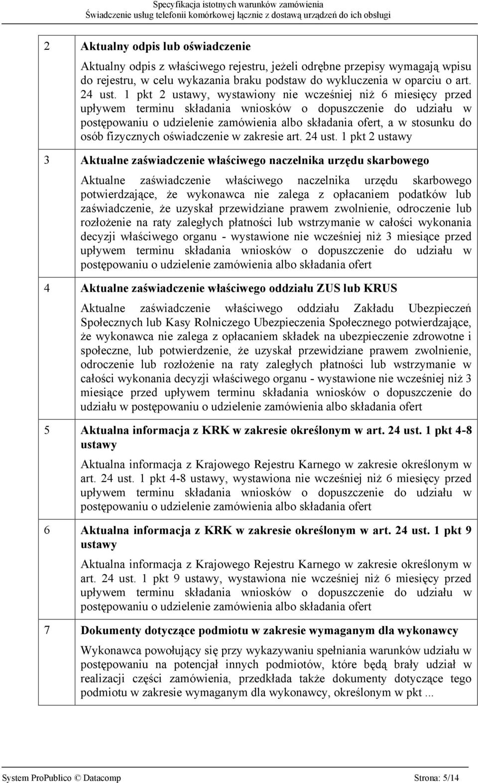 osób fizycznych oświadczenie w zakresie art. 24 ust.