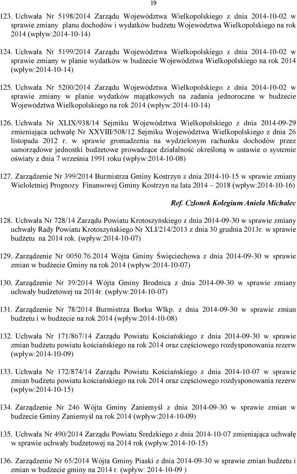 Uchwała Nr 5200/2014 Zarządu Województwa Wielkopolskiego z dnia 2014-10-02 w sprawie zmiany w planie wydatków majątkowych na zadania jednoroczne w budżecie Województwa Wielkopolskiego na rok 2014