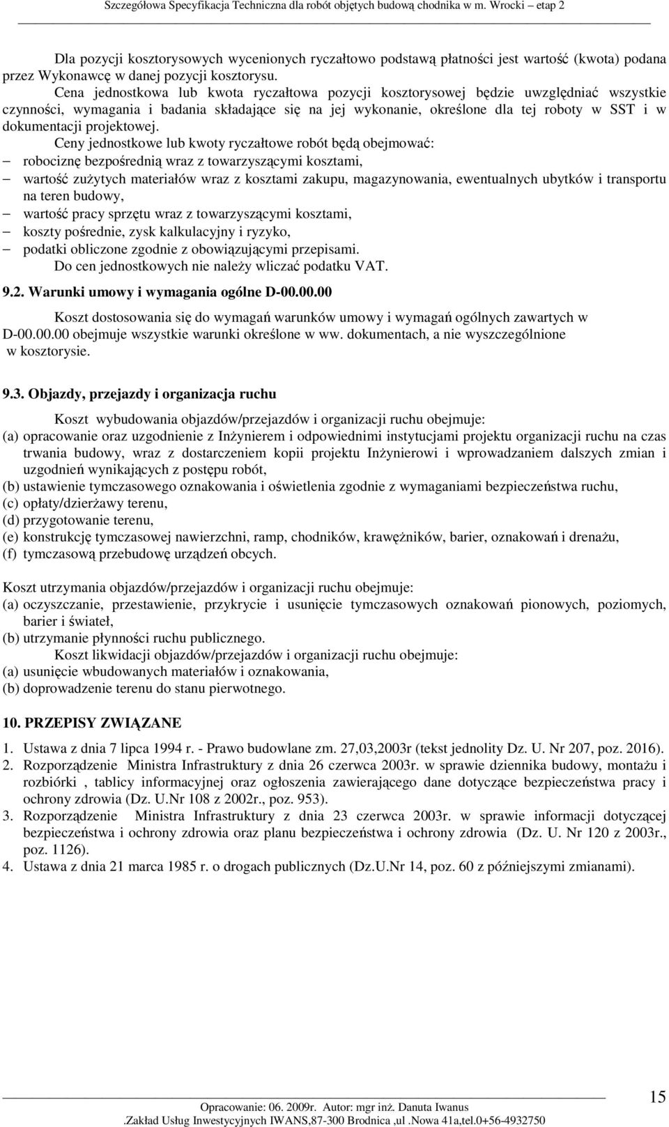 dokumentacji projektowej.