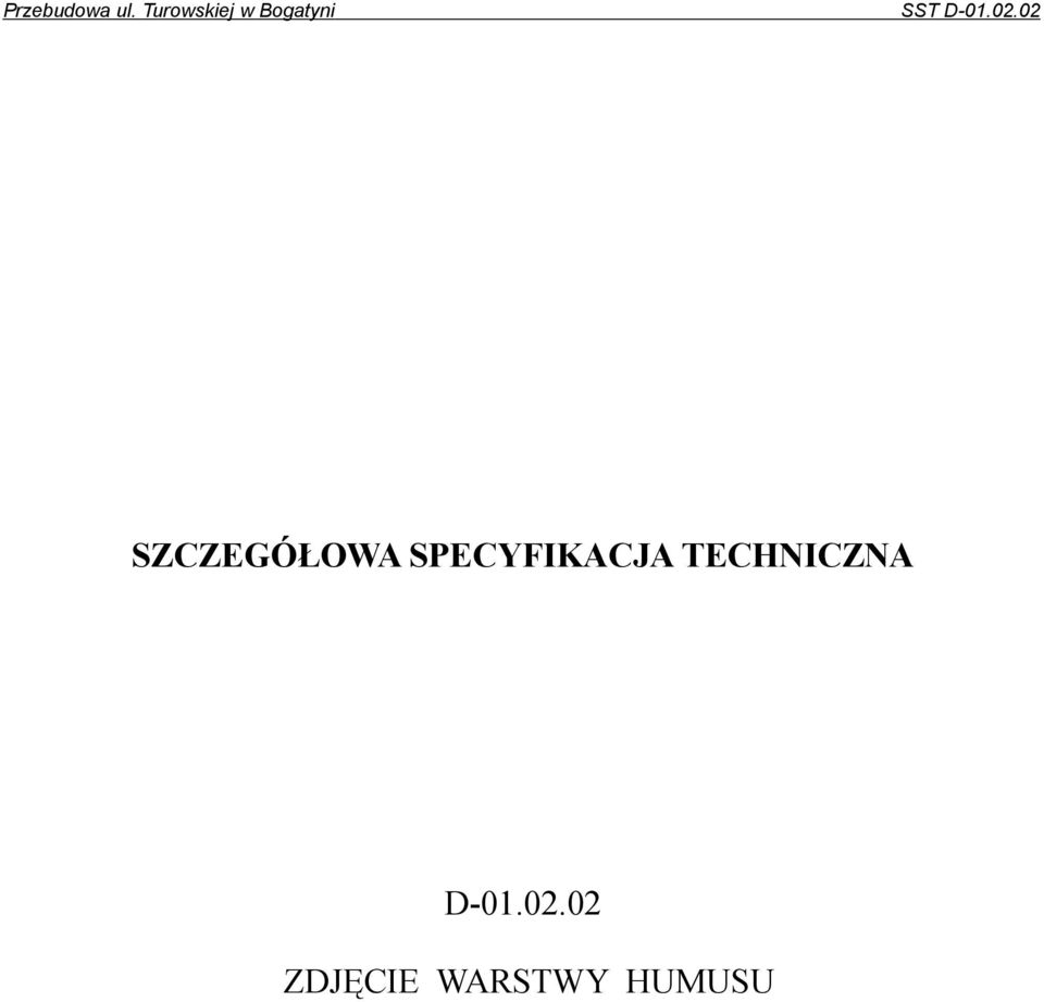 02.02 SZCZEGÓŁOWA SPECYFIKACJA