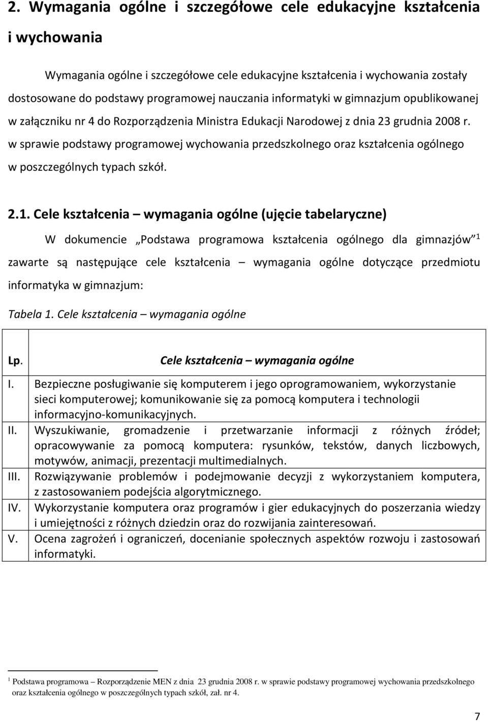w sprawie podstawy programowej wychowania predskolnego ora kstałcenia ogólnego w poscególnych typach skół. 2.1.
