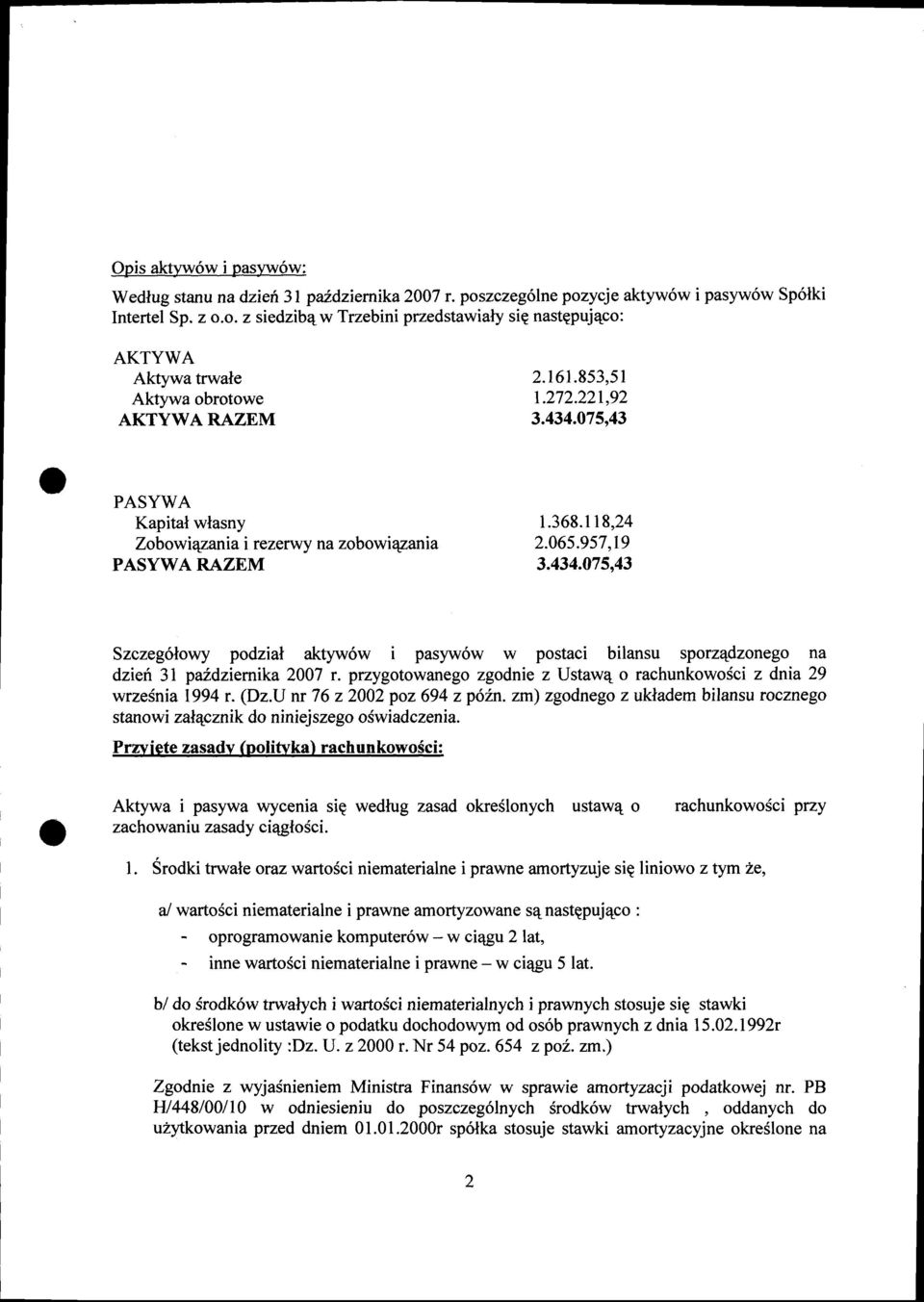 przygotowanego zgodnie z Ustawq o rachunkowo$ci z dnia 29 wrze6nia 1994r. (Dz.U nr76z2002poz694zp62n.zm) zgodnego zuhadem bilansu rocznego stano wi zalqc znik do n in i ej sze go odwi ad c zenia.