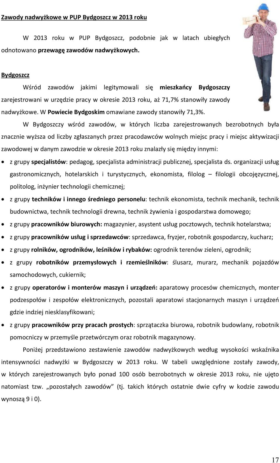 W Powiecie Bydgoskim omawiane zawody stanowiły 71,3%.