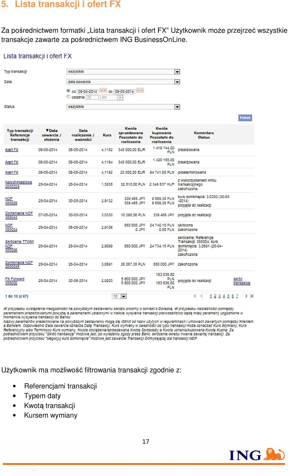 pośrednictwem ING BusinessOnLine.