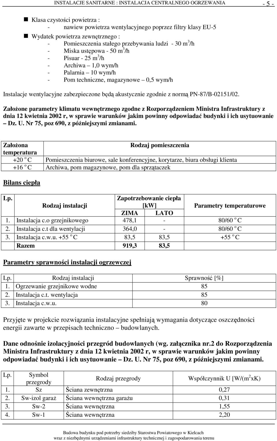 zabezpieczone będą akustycznie zgodnie z normą PN-87/B-02151/02.