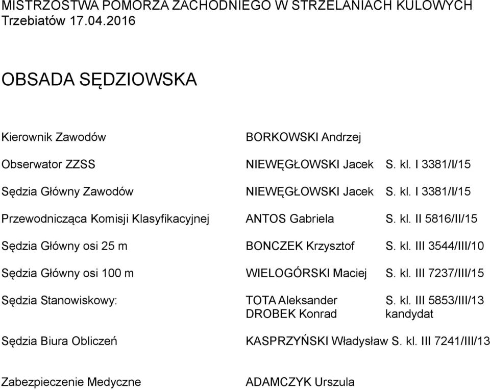 kl. III 3544/III/10 Sędzia Główny osi 100 m WIELOGÓRSKI Maciej S. kl.