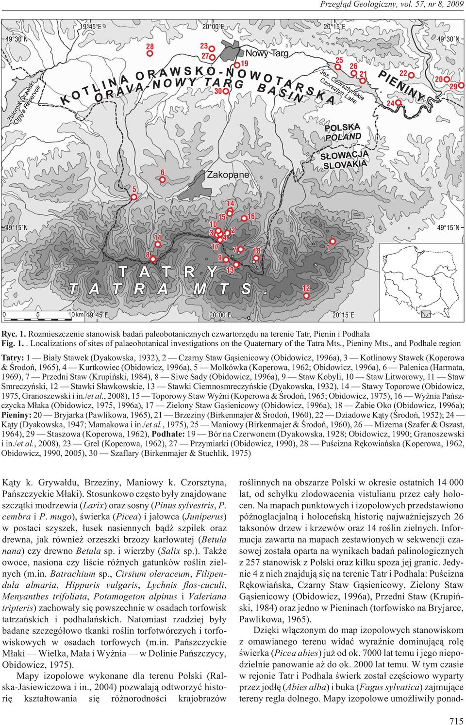 , and Podhale region Tatry: 1 Bia³y Stawek (Dyakowska, 1932), 2 Czarny Staw G¹sienicowy (Obidowicz, 1996a), 3 Kotlinowy Stawek (Koperowa & Œrodoñ, 1965), 4 Kurtkowiec (Obidowicz, 1996a), 5 Molkówka