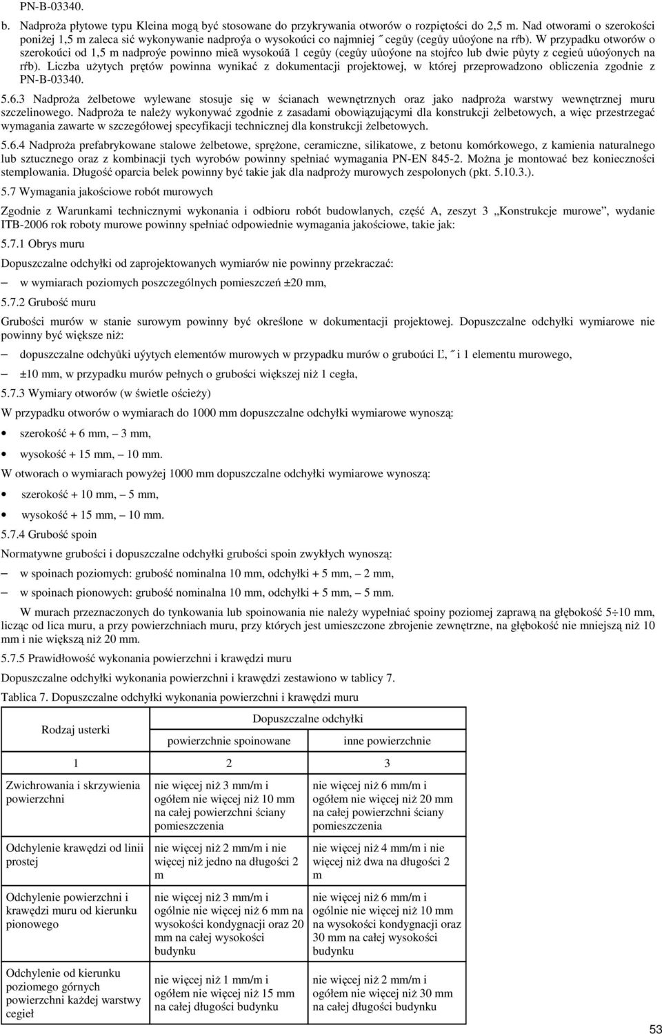 W przypadku otworów o szerokoúci od 1,5 m nadproýe powinno mieă wysokoúă 1 cegůy (cegůy uůoýone na stojŕco lub dwie půyty z cegieů uůoýonych na rŕb).