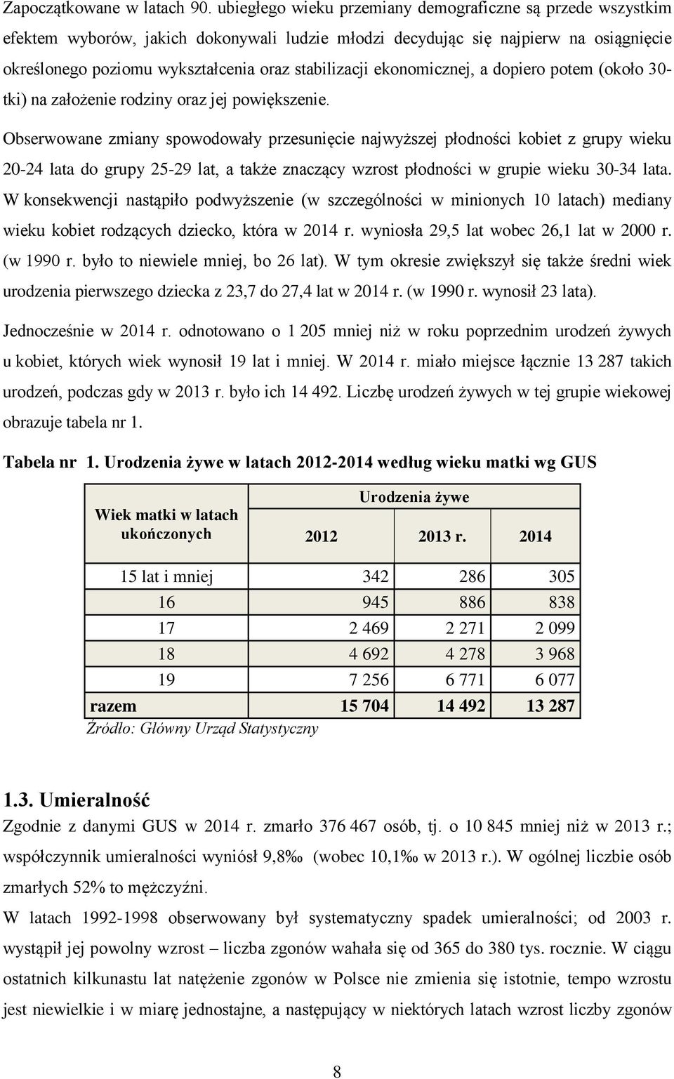 ekonomicznej, a dopiero potem (około 30- tki) na założenie rodziny oraz jej powiększenie.