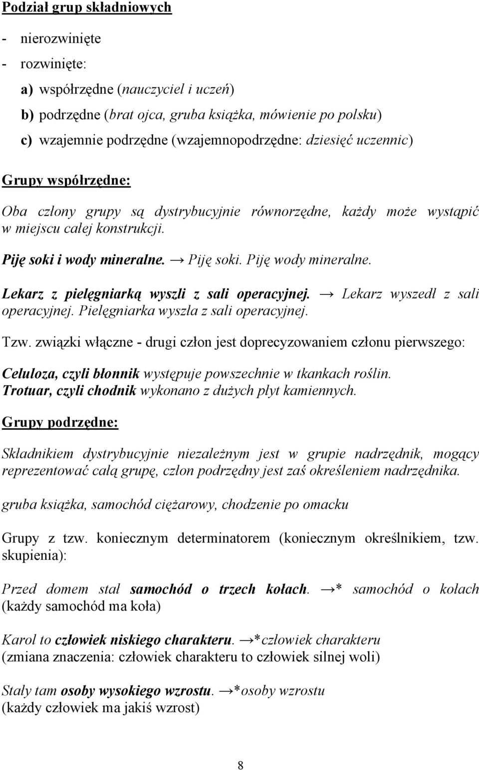 Lekarz z pielęgniarką wyszli z sali operacyjnej. Lekarz wyszedł z sali operacyjnej. Pielęgniarka wyszła z sali operacyjnej. Tzw.