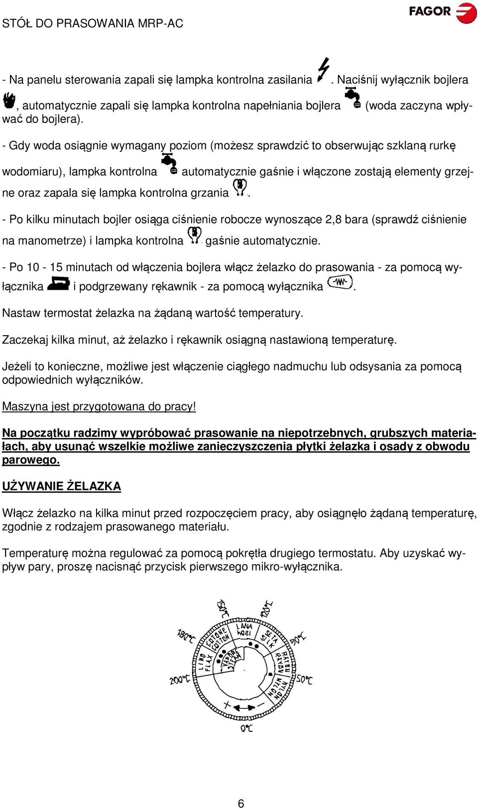 kontrolna grzania. - Po kilku minutach bojler osiąga ciśnienie robocze wynoszące 2,8 bara (sprawdź ciśnienie na manometrze) i lampka kontrolna gaśnie automatycznie.