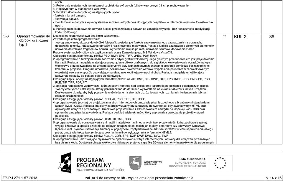 formatów danych. 6. Funkcjonalność dodawania nowych funkcji przekształcania danych na zasadzie wtyczek - bez konieczności modyfikacji kodu źródłowego. Licencja jednostanowiskowa bez limitu czasowego.