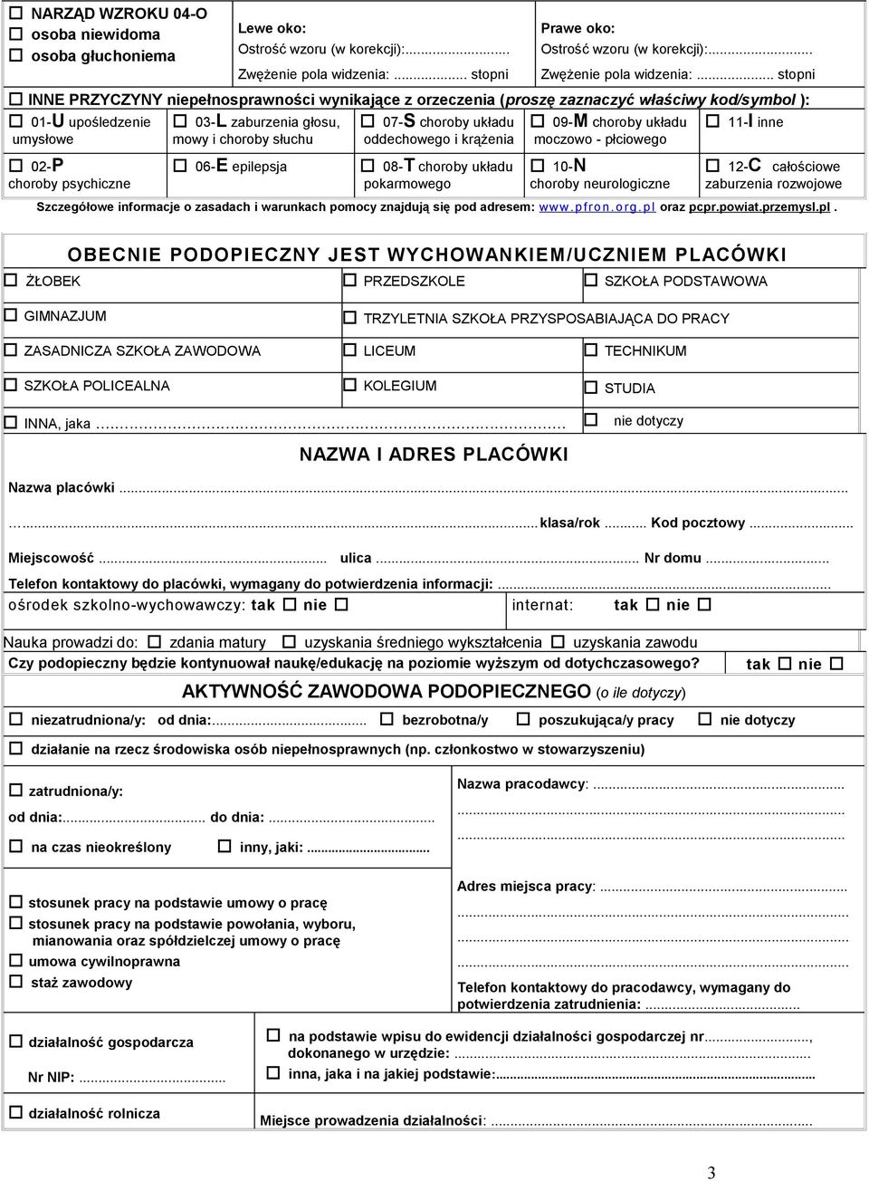 umysłowe mowy i choroby słuchu oddechowego i krążenia moczowo - płciowego 02-P choroby psychiczne 06-E epilepsja 08-T choroby układu pokarmowego 10-N choroby neurologiczne 12-C całościowe zaburzenia